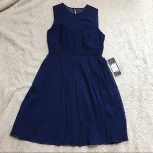 NWT Silk Chiffon Navy Dress Size 6 Petite